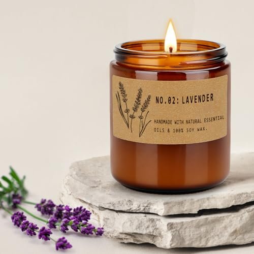 41WHDzOqM-L._SL500_.jpg Home Scented Candles Set - 4 Pack Soy Candles for Men/Women, Long-Lasting Lavender Gifts, Perfect for Mother's Day, Birthdays, Anniversaries. - Image 5