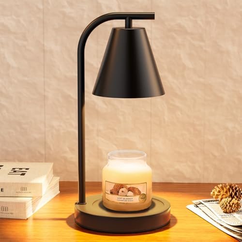 Black Candle Warmer Lamp with Timer, Electric Wax Warmer, 2 Black Candle Warmer, Candle Warmer Lamp with Timer, Electric Candle Lamp Warmer for Scented Wax with 2 Bulbs, House Warming Gifts New Home&Gifts for Women, Candle Lamp for Jar Candles