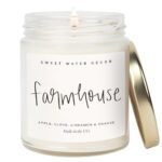 Sweet Water Decor Farmhouse Candle | Autumn, Cinnamon, and Nutmeg, Fall Scented Soy Candles for Home | 9oz Clear Jar, 40 Hour Burn Time, Made in the USA