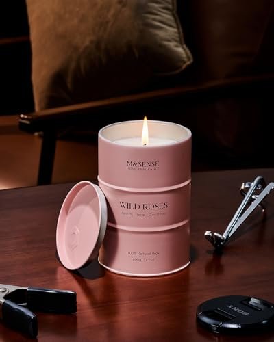 41XhgPIn66L._SL500_.jpg M&SENSE Wild Rose Large Scented Candle - 120 Hours of Relaxing Aromatherapy for Her, Perfect Valentine's Gift! - Image 4