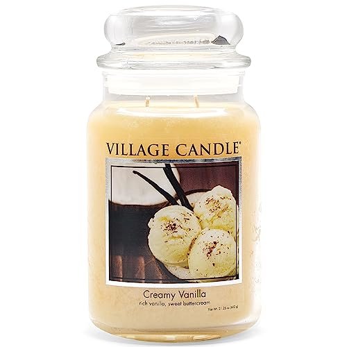 Village Candle Creamy Vanilla Large Glass Apothecary Jar - Scented Village Candle Creamy Vanilla Large Glass Apothecary Jar, Scented Candle, 21.25 oz., Ivory