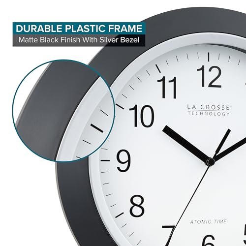 41YDR-p0XVL._SL500_.jpg La Crosse Technology WT-3129B 12-Inch Atomic Analog Wall Clock, Single Black Unit, Accurate Timekeeping - Image 5