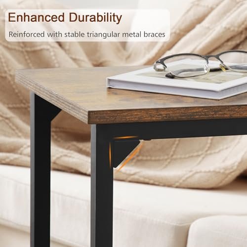 41Yngv37WL._SL500_.jpg AMHANCIBLE C Shaped End Tables - Set of 2 TV Trays for Living Room & Small Spaces, Rustic Brown HET02CBR - Image 6