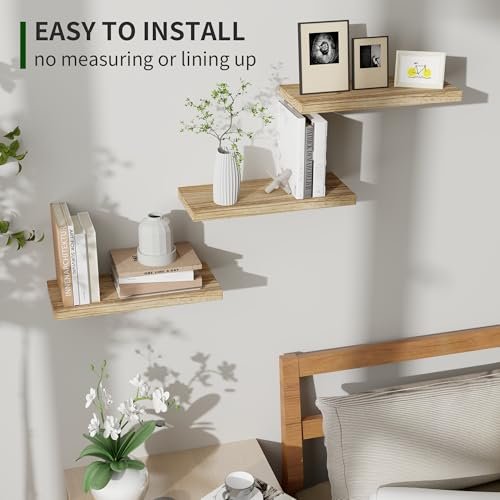 41Ys5CjzPoL._SL500_.jpg Set of 3 Rustic 17-Inch Black Wood Floating Shelves for Invisible Wall Mounting in Any Room - Image 5
