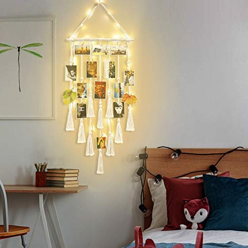 41ZBgWWGvBL._SL500_.jpg Homecor Macrame Photo Display: Boho Wall Decor with 30 Clip Picture Frame, Perfect Gift for Teen Girls 10-14! - Image 3