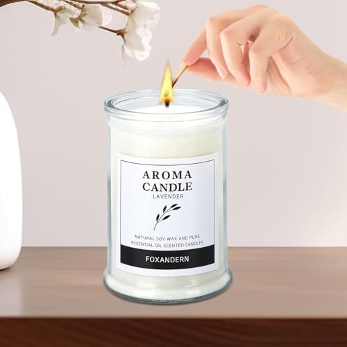 41ZN2-5zOPL._SL500_.jpg Foxandern Lavender Scented Candles – 12 oz for Home, Lasts 80 Hours, Strong Aroma - Image 5