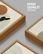 PHOPAGO Boho Botanical Wall Art: 11x14in Framed Abstract Canvas Print with Leaf & Sun Designs - Image 6