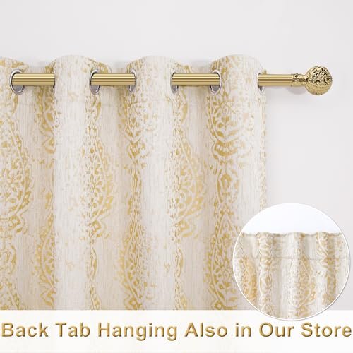 41aT6S47CRL._SL500_.jpg Elegant 84-Inch Gold Yellow Curtains for Living Room | 2-Panel Vintage Boho Damask Design, 50% Blackout - Image 3