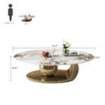 51.2'' Modern Oval Coffee Table with Marble Top & Gold Base - Heat & Scratch Resistant, Easy Assembly - Image 2