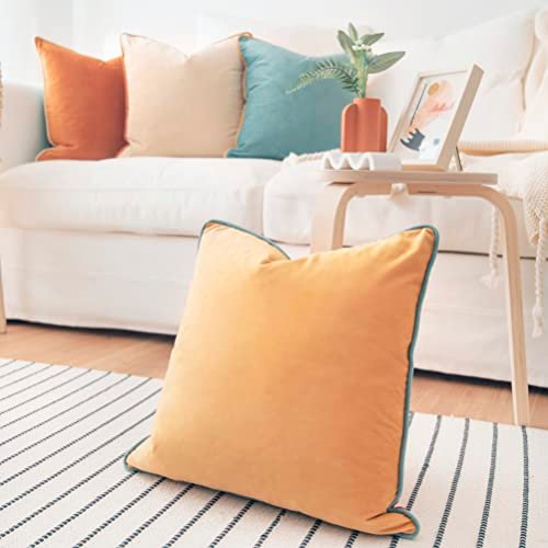 41c4SKGexjL._SL500_.jpg Set of 4 MONDAY MOOSE Soft Velvet Throw Pillow Covers, 18x18 inch, Orange/Teal, Double-Sided Designs. Pillow Inserts Not Included. - Image 9
