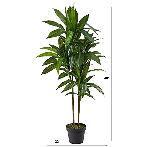 41caavZiRvS._SL500_.jpg Almost Natural 48-Inch Real Touch Dracaena Silk Plant in Green - Perfect for Home Décor! - Image 3