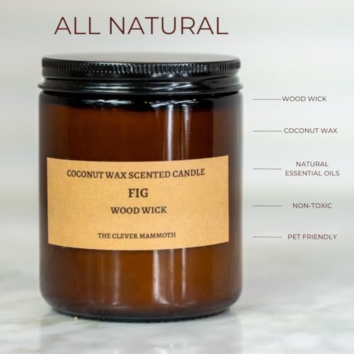 41ccVheFVXL._SL500_.jpg Coconut Wax Candle with Wood Wick - Paraffin Free, Long Lasting, Essential Oils, Smoke-Free (Fig, Large) - Image 4