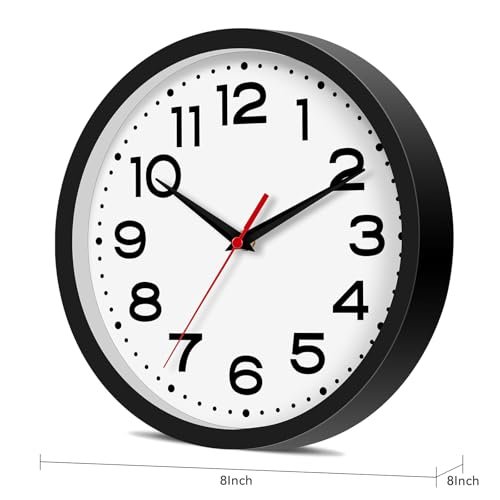 41ckboghx9L._SL500_.jpg Roymnie 8-Inch Silent Non-Ticking Wall Clock: Modern Battery Operated Classic Decor for Any Room (Black) - Image 9