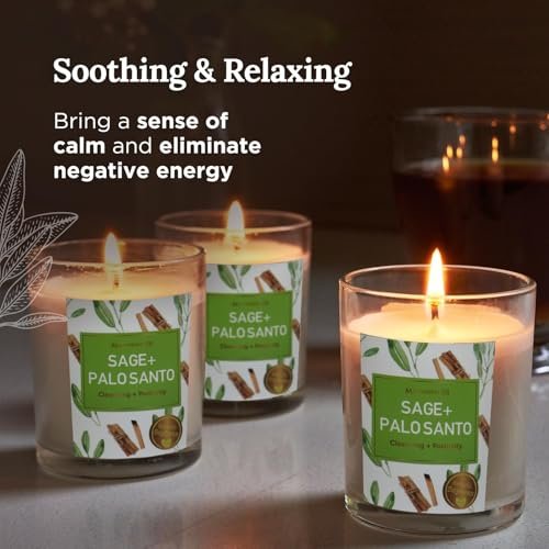 41dGQR27HqL._SL500_.jpg Magnificent 101 Sage & Palo Santo Candle Set - 3-Pack, 3.5 oz Each, 42h Burn for Energy Cleansing - Image 4