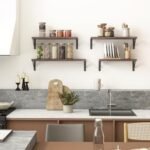 YGEOMER Floating Wall Shelves - Set of 4 in Dark Carbonized Brown for Living Room, Bathroom, Kitchen, and Bedroom Decor. - Image 2