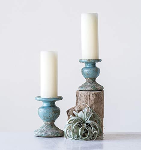 41eJ6mFCE5L._SL500_.jpg Distressed Blue Terracotta Pillar Candle Holder by Creative Co-Op - Perfect for Stylish Decor - Image 7