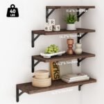 YGEOMER Floating Wall Shelves - Set of 4 in Dark Carbonized Brown for Living Room, Bathroom, Kitchen, and Bedroom Decor. - Image 3