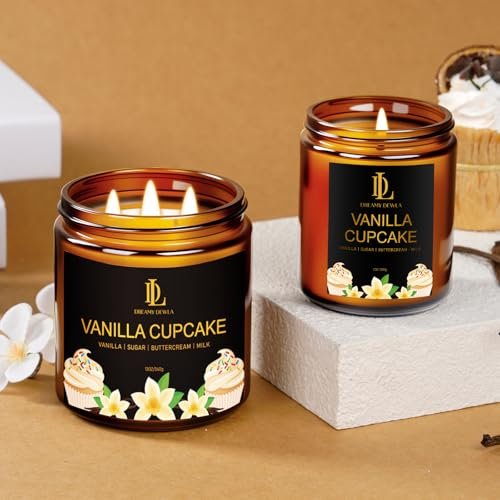 41eqHhxG0NL._SL500_.jpg Vanilla Cupcake Scented Candle - 12oz, 60-Hour Burn, Large 3-Wick Natural Soy Candle, Perfect Gift for All - Image 7