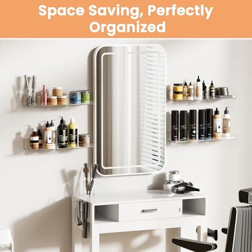 41fJgcHPWRL._SL500_.jpg Upsimples Acrylic Floating Shelves - 15" Wall Organizer for Bathroom, Bedroom, Nursery & Living Room (4 Pack) - Image 7
