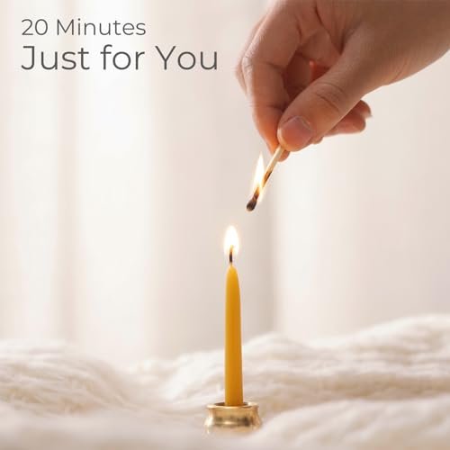41gGpVevxcL._SL500_.jpg Mindful Meditation Candle Set: 12 Mini Beeswax Taper Candles with Brass Holder for Relaxation & Reflection Gifts for Women (3 Sets) - Image 6