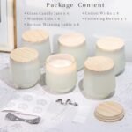 LAMORGIFT 6-Pack 13.5 OZ Ribbed Candle Jars with Wooden Lids & Labels for DIY Candle Making & Home Decor. - Image 5