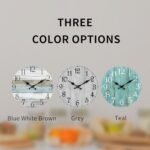 HYLANDA Rustic Wall Clock - 8" Battery Operated, Silent Non-Ticking Wooden Clock for Kitchen, Bathroom, Living Room (Gray) - Image 2