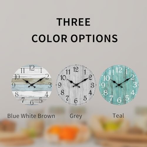 41gvg75KCzL._SL500_.jpg HYLANDA Rustic Wall Clock - 8" Battery Operated, Silent Non-Ticking Wooden Clock for Kitchen, Bathroom, Living Room (Gray) - Image 2