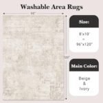 Art&Tuft 8x10 Washable Rugs - Anti-Slip, Stain Resistant Abstract Area Rug for Living Room (TPR53-Beige) - Image 2