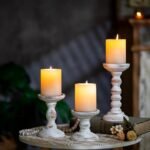 Set of 3 Rustic Romadedi Wood Candle Holders for Pillar Candles - Tall, Whitewashed Decor for Home, 3.9"/6"/8.3" - Image 2