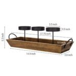 MyGift Black Metal 3-Pillar Candle Holder Set with Rustic Wood Tray & Handles – Perfect Tabletop Centerpiece! - Image 5