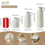 Set of 3 Rustic Ceramic Vases with Handles - Whitewashed Farmhouse Décor for Home, Kitchen, Living Room. - Image 2