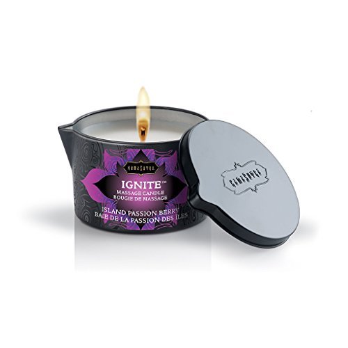 KAMA SUTRA Ignite Massage Candle - 6 oz Island Passion KAMA SUTRA Ignite Massage Candle - Coconut Oil and Soy Based - Island Passion Berry, 6 oz Candle Melts into a Warm Massage Oil, Couples Massage, Pour Spout Massage Candle