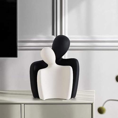 41jFnLenKL._SL500_.jpg CESTATIVO Ceramic Couple Statues - Hugging Figurines for Home & Office Decor, Modern Black & White Sculptures - Image 5