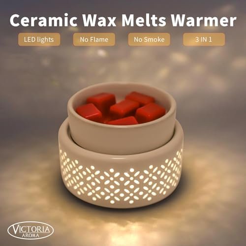 41jhGfX6rL._SL500_.jpg VICTORIA AROMA Ceramic Wax Melt Warmer - LED Candle Wax Melter for Home, Office & Gifts - Image 2