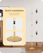 EDISHINE LED Corner Floor Lamp: Modern Slim Design, Dimmable, 57.5" Adjustable Height, 3000K Warm White (Gold) for Living Room, Bedroom, Office. - Image 6