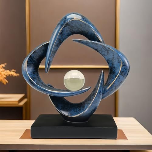 41k5l8MMEpL._SL500_.jpg CECKQUE Modern Abstract Sculpture for Home Decor - Blue Resin Art for Living Room, Dining Room & Office. - Image 4