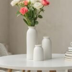 Set of 3 Ceramic Vases for Decor – Modern Boho Farmhouse Style, Distressed White for Pampas Grass. - Image 9