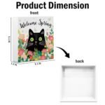MQBMQB Spring Floral Cat Wooden Sign - Rustic Farmhouse Decor for Cat Lovers, Perfect for Any Room! - Image 2