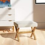 Amazon Basics Small Ottoman Foot Rest: Mid-Century Square Polyester Stool, Ivory White, 18"D x 19.8"W x 18.3"H - Image 2