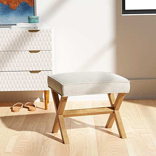 41lcoRC1aqL._SL500_.jpg Amazon Basics Small Ottoman Foot Rest: Mid-Century Square Polyester Stool, Ivory White, 18"D x 19.8"W x 18.3"H - Image 2