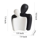 CESTATIVO Ceramic Couple Statues - Hugging Figurines for Home & Office Decor, Modern Black & White Sculptures - Image 3
