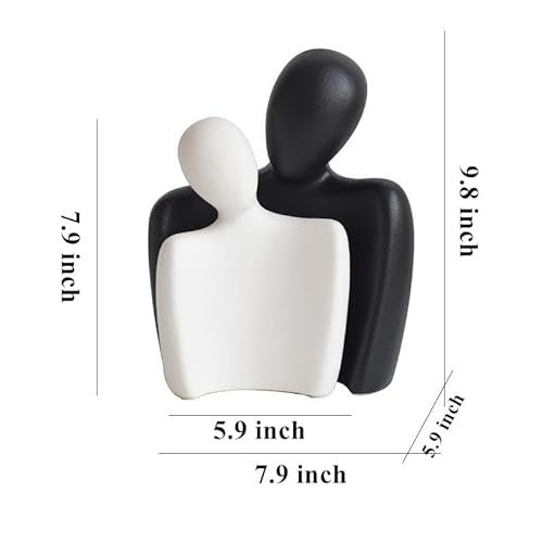 41lnCh1QqvL._SL500_.jpg CESTATIVO Ceramic Couple Statues - Hugging Figurines for Home & Office Decor, Modern Black & White Sculptures - Image 3