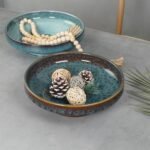 STE-CER 10.2-Inch Peacock Green Ceramic Fruit Bowl - Decorative Pedestal Serving Bowl for Kitchen Counter. - Image 6