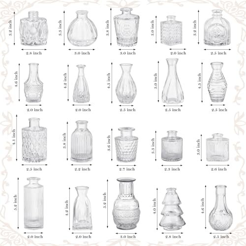 41mfCn893xL._SL500_.jpg Set of 20 Clear Glass Bud Vases for Weddings, Party Decor & Flower Arrangements. Vintage Mini Vases! - Image 7