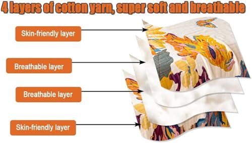 41npE57CBlL._SL500_.jpg MSGKV Boho Floral Throw Blanket for Couch - Cozy Cotton 50" x 60" Cover for Living Room - Image 4
