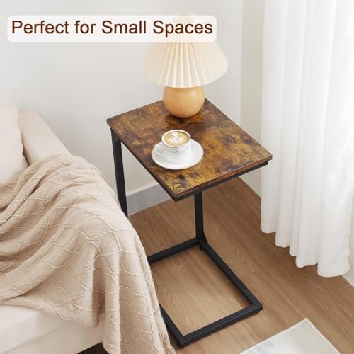 41o-P2Un6hL._SL500_.jpg AMHANCIBLE C Shaped End Tables - Set of 2 TV Trays for Living Room & Small Spaces, Rustic Brown HET02CBR - Image 7