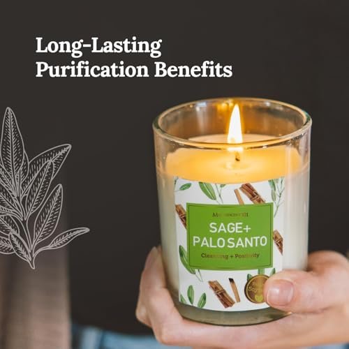 41oZ2ntIUfL._SL500_.jpg Magnificent 101 Sage & Palo Santo Candle Set - 3-Pack, 3.5 oz Each, 42h Burn for Energy Cleansing - Image 2