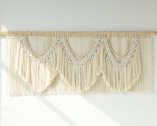 41p0HF3oTZL._SL500_.jpg IOWER Extra Large Boho Macrame Wall Decor: 75" W x 35" L Handcrafted Hanging Art - Image 5
