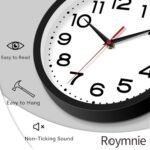 Roymnie 8-Inch Silent Non-Ticking Wall Clock: Modern Battery Operated Classic Decor for Any Room (Black) - Image 3