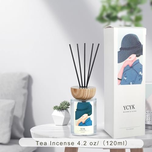 41pYCui-yFL._SL500_.jpg Jasmine & Gardenia Reed Diffuser Set, 4oz (120ml) - Natural Home Fragrance for Office & Bathroom Decor - Image 4
